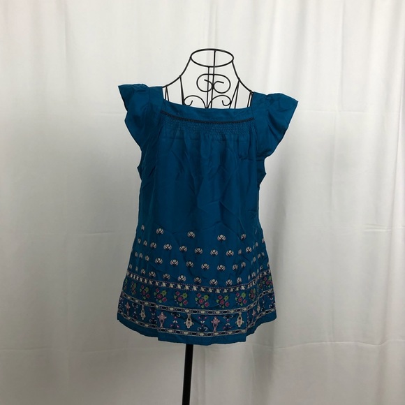 Anthropologie Floreat silk embroidered top 2 - Picture 4 of 8